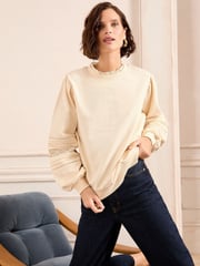 Love & Roses Ivory Pintuck Jersey Sweatshirt - Image 2 of 4
