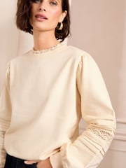 Love & Roses Ivory Pintuck Jersey Sweatshirt - Image 3 of 4