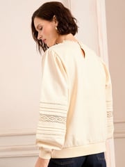 Love & Roses Ivory Pintuck Petite Jersey Sweatshirt - Image 3 of 4