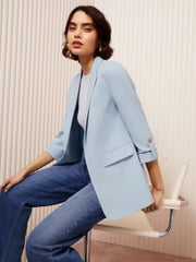 Friends Like These Blue Edge to Edge Tailored Sleeve Detail Blazer - Image 1 of 5