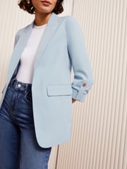 Friends Like These Blue Edge to Edge Tailored Sleeve Detail Blazer - Image 5 of 5