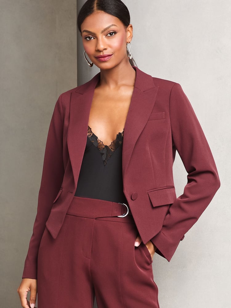 Lipsy Burgundy Red Single Button Tailored Blazer - Image 1 of 4