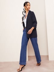 Friends Like These Navy Edge to Edge Tailored Sleeve Detail Blazer - Image 3 of 4