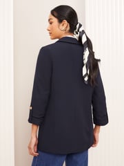 Friends Like These Navy Edge to Edge Tailored Sleeve Detail Blazer - Image 4 of 4