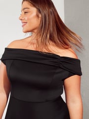 Friends Like These Black Curves Scuba Bardot Midi Dress - Image 2 of 4
