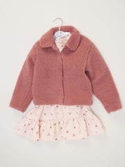 Miss Girls Faux Fur Jacket, Dress And Tights Outfit Set - Image 2 of 4
