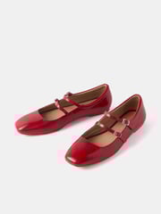 Mint Velvet Red Leather Ballet Pumps - Image 4 of 4
