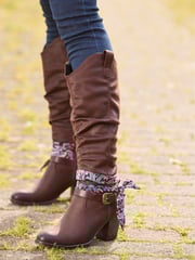 Joe Browns Brown Bandana Trim Knee High Long Boots - Image 1 of 6