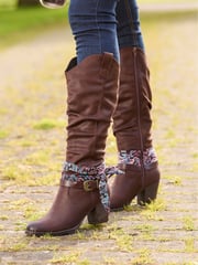 Joe Browns Brown Bandana Trim Knee High Long Boots - Image 2 of 6