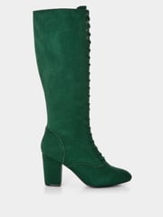 Joe Browns Green Long Microsuede Lace Up Heeled Boots - Image 1 of 6