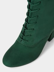 Joe Browns Green Long Microsuede Lace Up Heeled Boots - Image 4 of 6