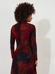 Joe Browns Red Burn Out Turtleneck Long Sleeve Jersey Tunic Top - Image 4 of 6