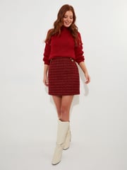 Joe Browns Orange Button Detail Textured Tweed Co-Ord Mini Skirt - Image 3 of 6