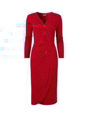 Joe Browns Red Retro Geometric Print Flattering Ruched Jersey Dress - Image 7 of 7
