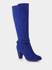Joe Browns Blue Retro Colourblock Long Knee High Suede Boots - Image 2 of 6