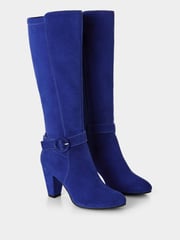 Joe Browns Blue Retro Colourblock Long Knee High Suede Boots - Image 3 of 6
