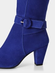 Joe Browns Blue Retro Colourblock Long Knee High Suede Boots - Image 4 of 6