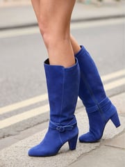Joe Browns Blue Retro Colourblock Long Knee High Suede Boots - Image 5 of 6