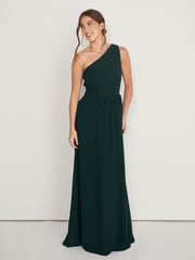 Six Stories Green One Shoulder Pleated Waist Chiffon Bridesmaid Dress - Image 1 of 6