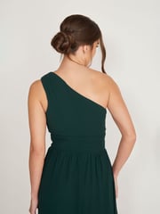 Six Stories Green One Shoulder Pleated Waist Chiffon Bridesmaid Dress - Image 4 of 6