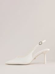 Lipsy White Occasion Ivory Satin Kitten Heel Slingback Bridal Wedding Courts - Image 5 of 5