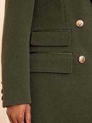 Love & Roses Olive Green Double Breasted Hourglass Longline Coat - Image 4 of 4
