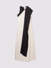 Reiss Black/Ivory Isobel Atelier Sash-Neck Satin Occasion Dress - Image 2 of 6