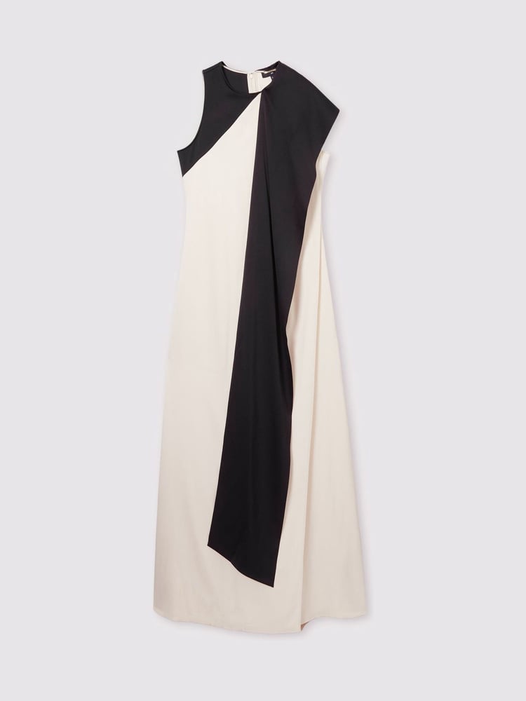 Reiss Black/Ivory Isobel Atelier Sash-Neck Satin Occasion Dress - Image 2 of 6