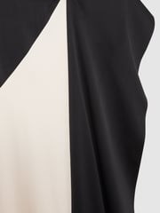 Reiss Black/Ivory Isobel Atelier Sash-Neck Satin Occasion Dress - Image 6 of 6