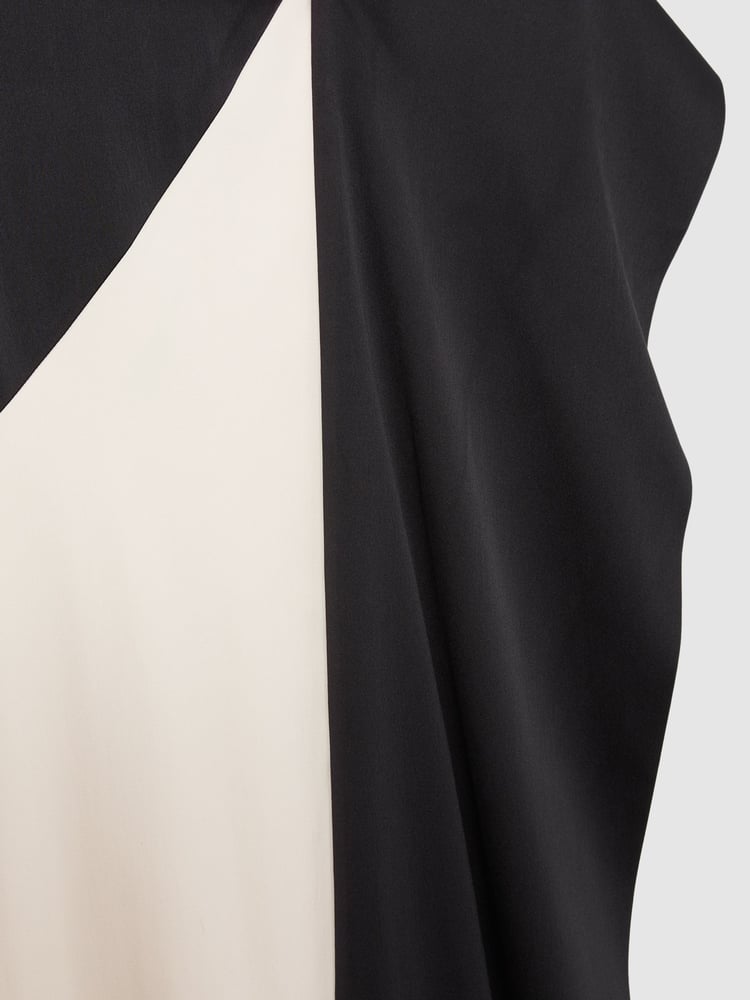 Reiss Black/Ivory Isobel Atelier Sash-Neck Satin Occasion Dress - Image 6 of 6