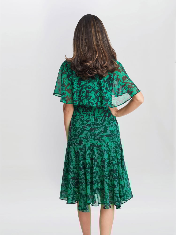 Gina Bacconi Green Annette Chiffon Dress - Image 2 of 7