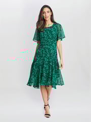 Gina Bacconi Green Annette Chiffon Dress - Image 3 of 7