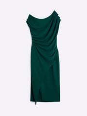 River Island Green Petite Drape Asym Wrap Midi Dress - Image 5 of 6