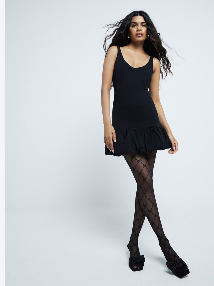 River Island Black Petite Bubble Hem Bodycon Dress - Image 2 of 4