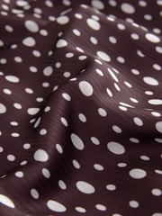 Burgundy Red/Ecru Cream Crinkle Satin Polka Dot Blazer - Image 6 of 7