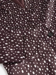 Burgundy Red/Ecru Cream Crinkle Satin Polka Dot Blazer - Image 7 of 7