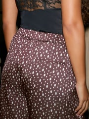 Burgundy Red/Ecru Cream Crinkle Satin Polka Dot Wide Trousers - Image 5 of 8