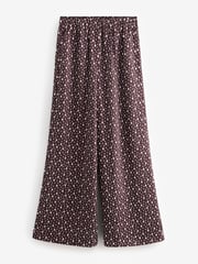 Burgundy Red/Ecru Cream Crinkle Satin Polka Dot Wide Trousers - Image 6 of 8