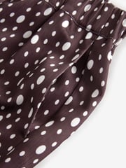 Burgundy Red/Ecru Cream Crinkle Satin Polka Dot Wide Trousers - Image 7 of 8
