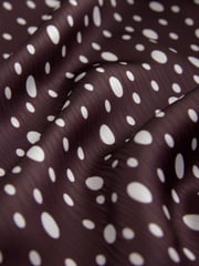Burgundy Red/Ecru Cream Crinkle Satin Polka Dot Wide Trousers - Image 8 of 8