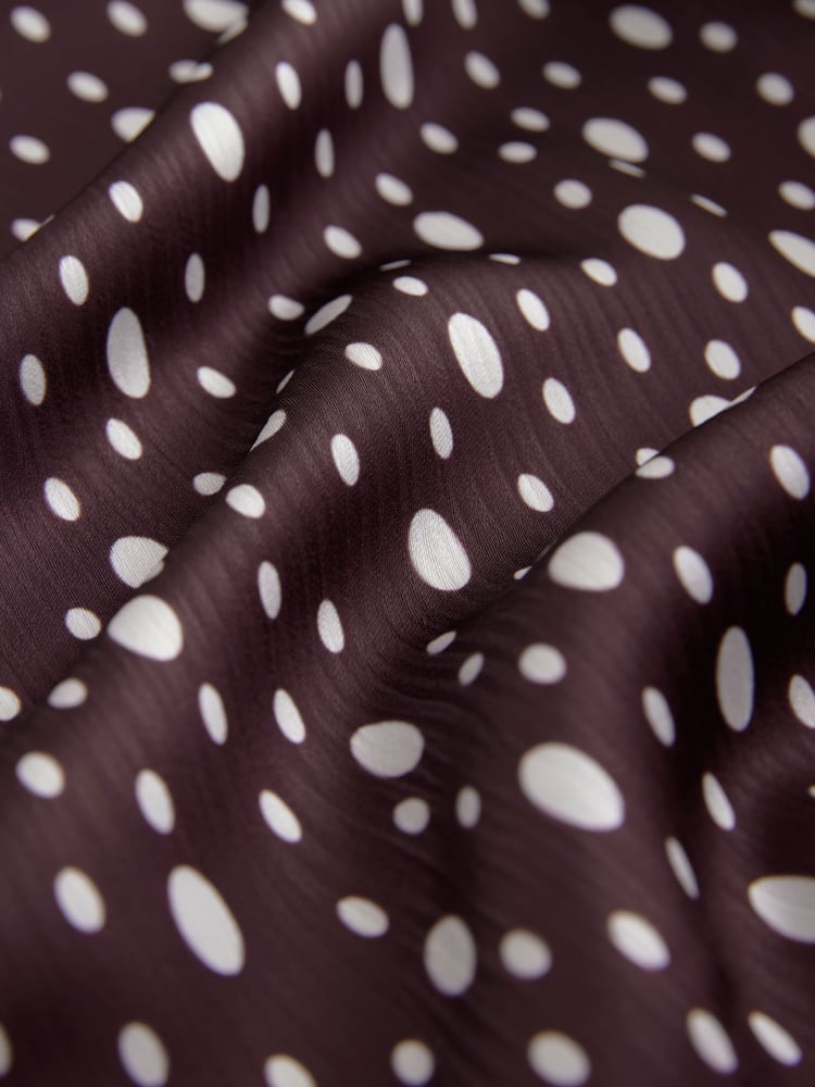 Burgundy Red/Ecru Cream Crinkle Satin Polka Dot Wide Trousers - Image 8 of 8