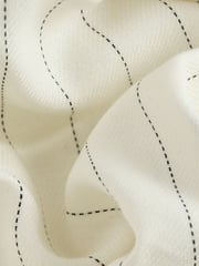 Black/White Striped Wide Leg Trousers with Linen - Image 8 of 9