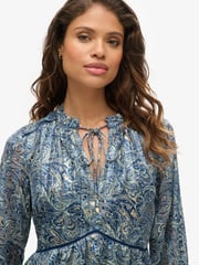 Superdry Blue Mini Printed Long Sleeve Metallic Dress - Image 2 of 4