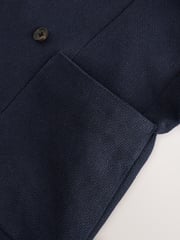 Navy Blue Regular Fit Signature Nova Fides Italian Fabric Textured Double Breasted Blazer - Image 6 of 7