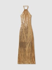 Halston Sequin Halterneck Maxi Dress - Image 2 of 5
