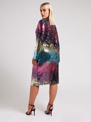Yours Curve Multi London Sequin Ombre Shift Longsleeve Dress - Image 5 of 6