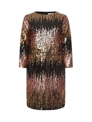 Yours Curve Black/Gold London Sequin Ombre Shift Longsleeve Dress - Image 6 of 6
