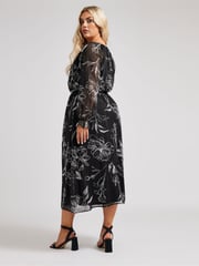 Yours Curve Black London Dress With PU Belt - Image 5 of 6