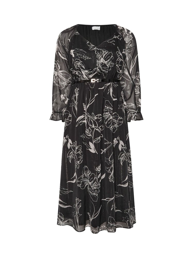 Yours Curve Black London Dress With PU Belt - Image 6 of 6