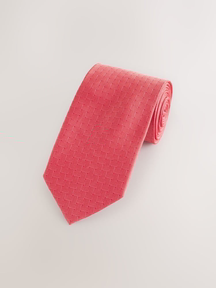 Red Wide Silk Tie With Tie Clip - Image 1 of 3